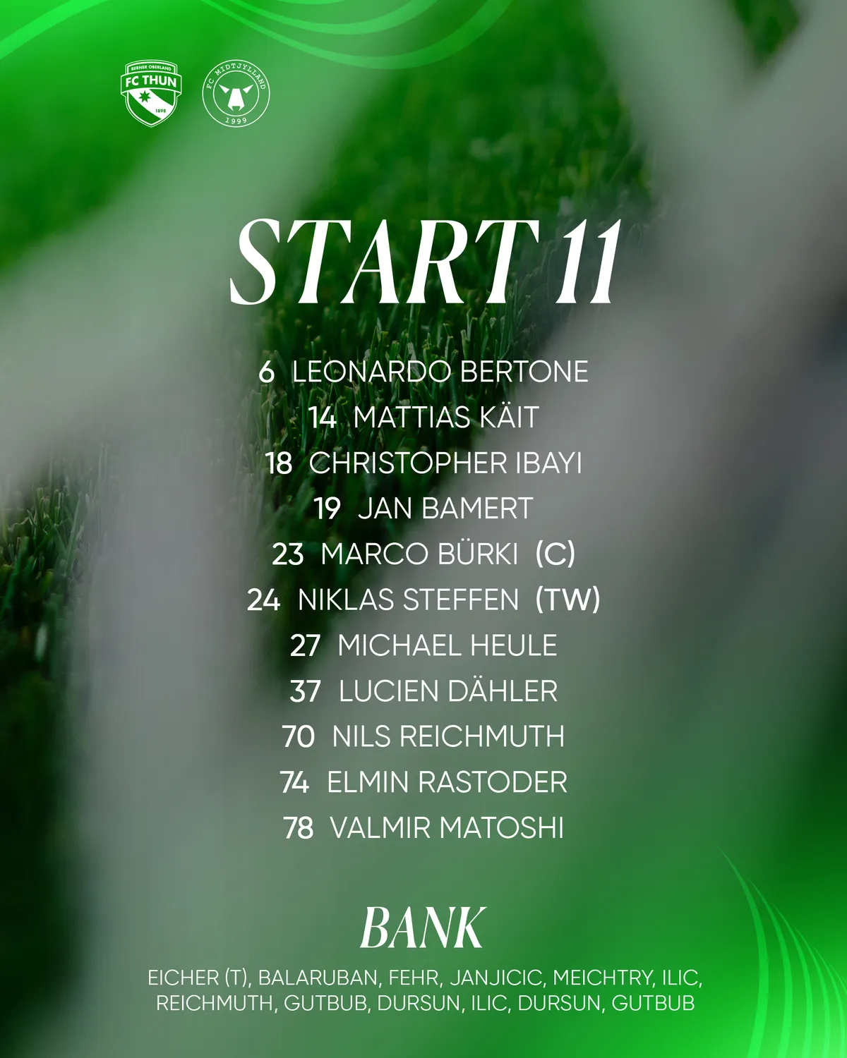 Startelf-Slide, zweites Bild mit Aufstellung