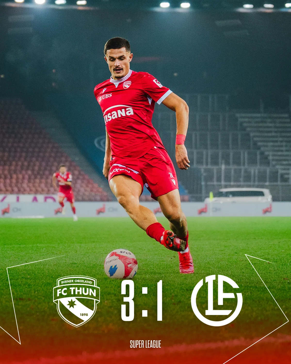 Resultatpost FC Thun 3:1 gegen FC Lugano